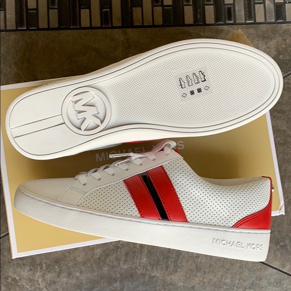 MICHAEL KORS CATELYN STRIPE LACE UP NAPPA PU OPT/B - Picture 3 of 16